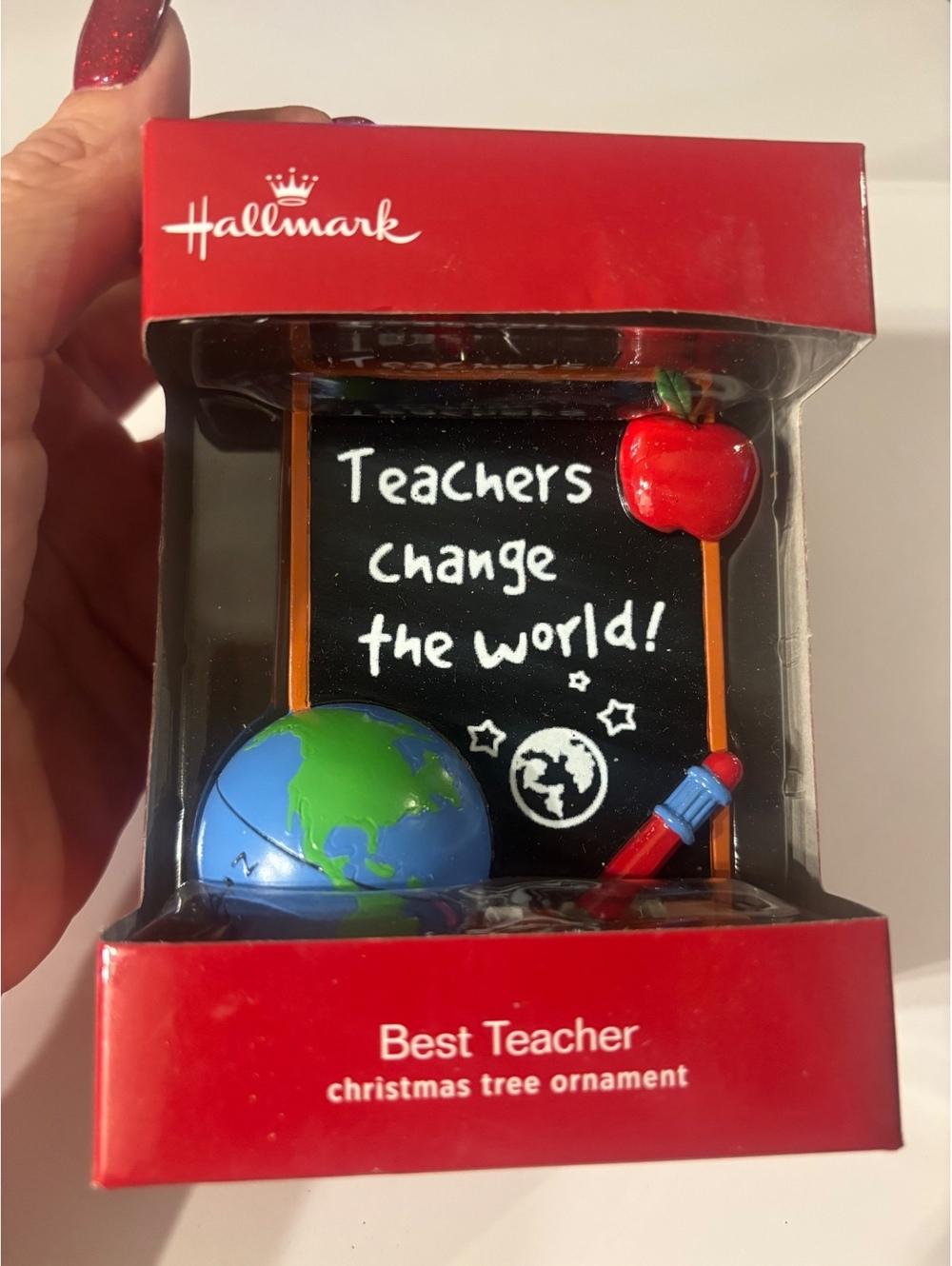 Hallmark 2017 Best Teacher Teachers Change the World Christmas Ornament NIB